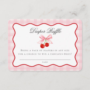 Cherry Sweet Pink Coquette Bow Diaper Raffle Card