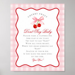 Cherry Sweet Pink Coquette Bow Dont Say Baby Sign