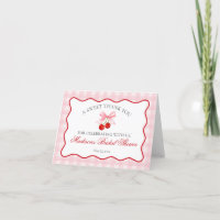 Cherry Sweet Pink Coquette Bow Thank You Card 