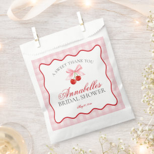 Cherry Sweet Pink Coquette Bridal Shower Dessert Favour Bag