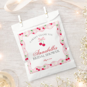 Cherry Sweet Pink Coquette Bridal Shower Dessert Favour Bag