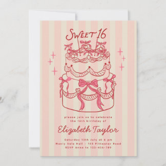 Cherry Sweet Sixteen Birthday Party Invitation