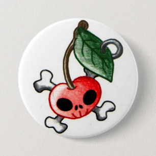 Cherry Tattoo 3 Inch Round Button