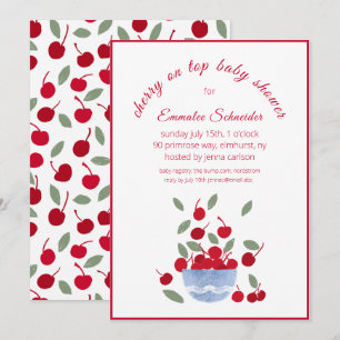 Cherry Thème Aquarelle Baby shower Invitation