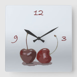 cherry time square wall clock