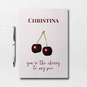 Cherry to My Pie Vintage Pink Dark Red Custom Name Postcard
