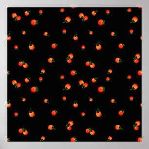 Cherry tomatoes illustration. Watercolor seamless Poster