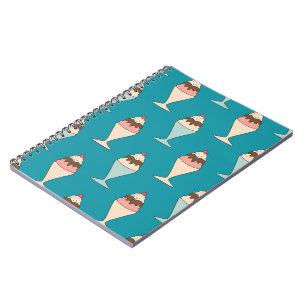 Cherry Top Hot Fudge Sundaes on Aqua Notebook