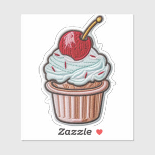 Cherry-Topped Cupcake Custom-Cut Vinyl Sticker