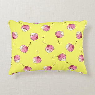 Cherry-Topped Ice Cream Pattern Accent Pillow
