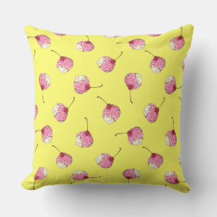 Cherry-Topped Ice Cream Pattern Throw Pillow