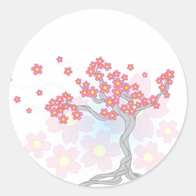 Cherry Tree Blossoms Classic Round Sticker (Front)