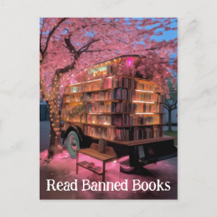 Cherry Tree Book Wagon Read Banned Books Postcard