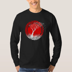 Cherry Tree On A Red Sun - Japanese Look - Bonsai T-Shirt