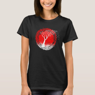 Cherry Tree On A Red Sun - Japanese Look - Bonsai T-Shirt