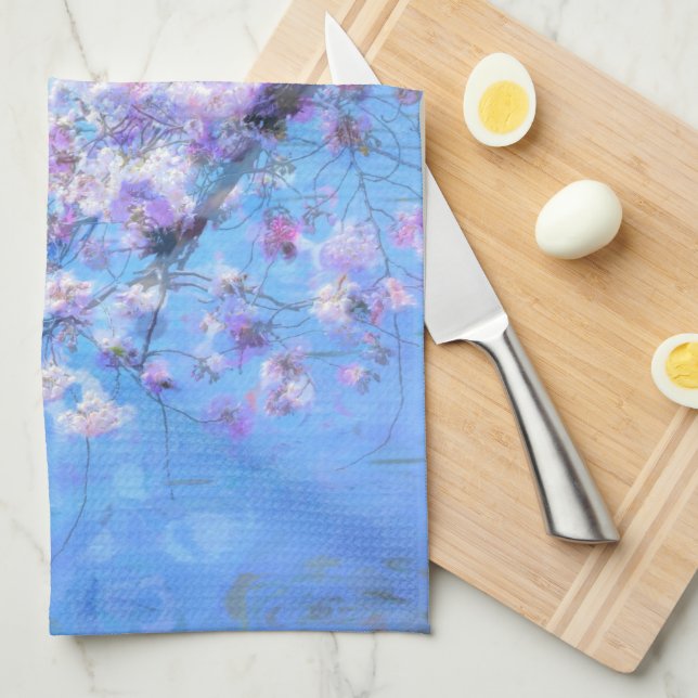 Cherry Tree Photo Painting Kitchen Towel (Quarter Fold)