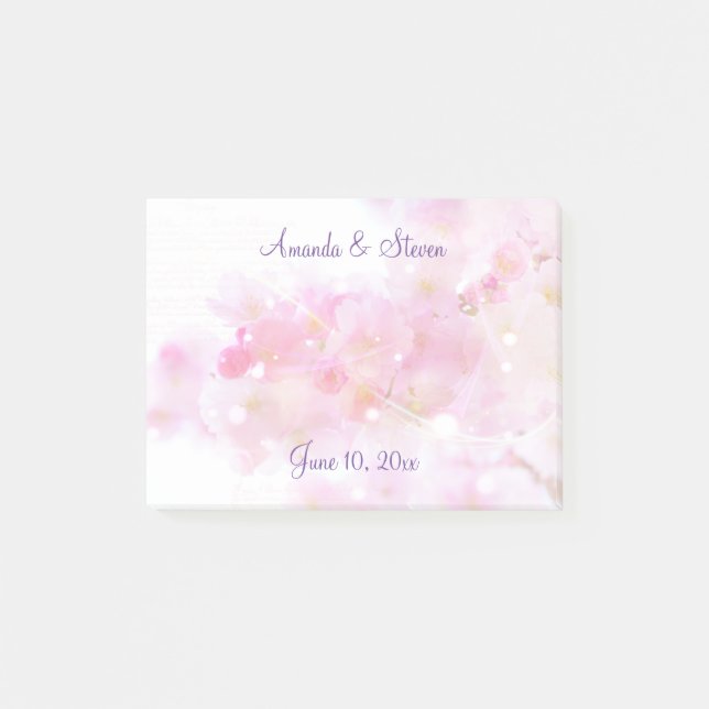 Cherry Tree with Pastel Pink Blossoms Wedding Post-it Notes (Front)