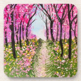 Cherry Trees Scenery Dessous de verre floral rose