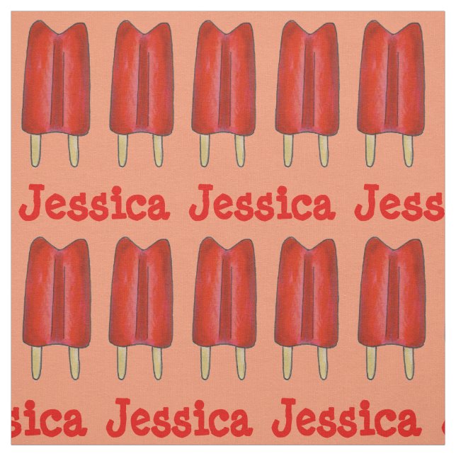 Cherry Twin Pop Red Popsicle Ice Lollies Summer Fabric (Swatch)