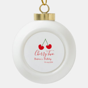 Cherry two 2nd birthday red cherry kids simple ceramic ball christmas ornament