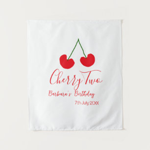 Cherry two 2nd birthday red cherry kids simple  tapestry