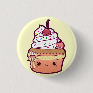 Cherry Vanilla Cupcake 1 Inch Round Button