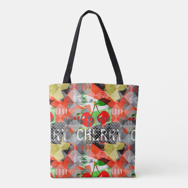 Cherry version A smaller scale smodern collage art Tote Bag (Back)