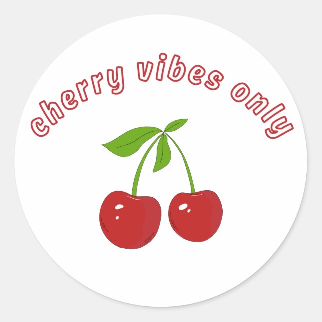 cherry vibes classic round sticker (Front)