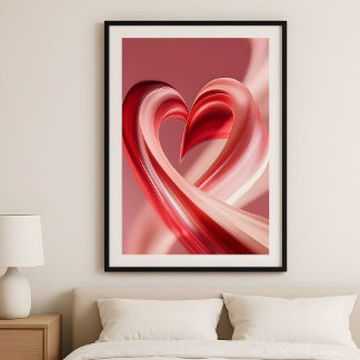 Cherry Vibes Heart Swirl–Modern Love Abstract Art  Poster