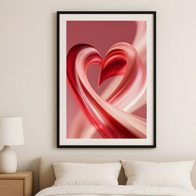 Cherry Vibes Heart Swirl–Modern Love Abstract Art  Poster (Creator Uploaded)