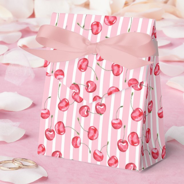 Cherry Watercolor Pattern Favor Box (Wedding)