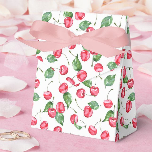 Cherry Watercolor Pattern Favor Box (Wedding)