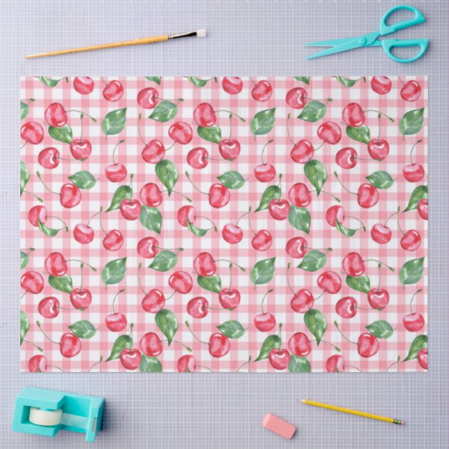 Cherry Watercolor Pattern Tissue Paper (Craft)