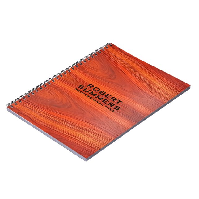 Cherry Wood Custom Typography Notebook (Left Side)