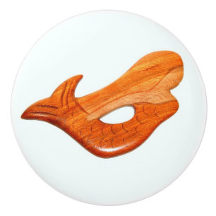 cherry wood mermaid ceramic knob