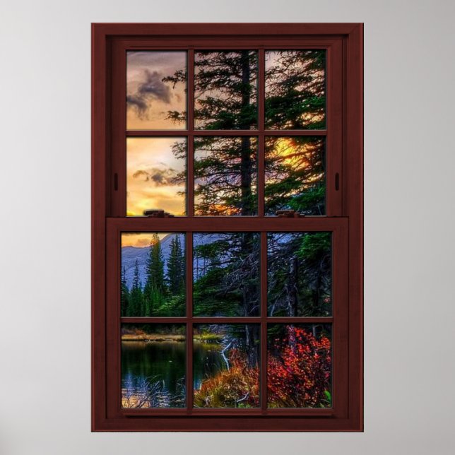 Cherry Wood Picture Window Scenery View 3 of 3 Poster (Front)