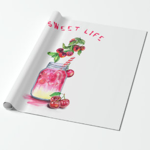 Cherry Wrapping Paper Juice Fresh Cool Drink