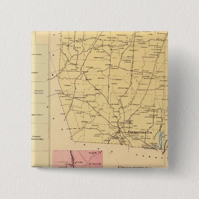 Cherrytree Township 2 Inch Square Button (Front)