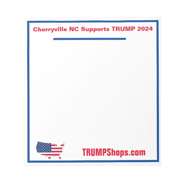 Cherryville NC prend en charge le Bloc-notes TRUMP (Devant)