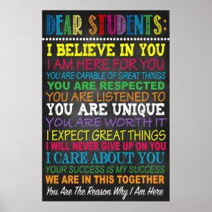 Chers élèves Enseignant en classe Poster