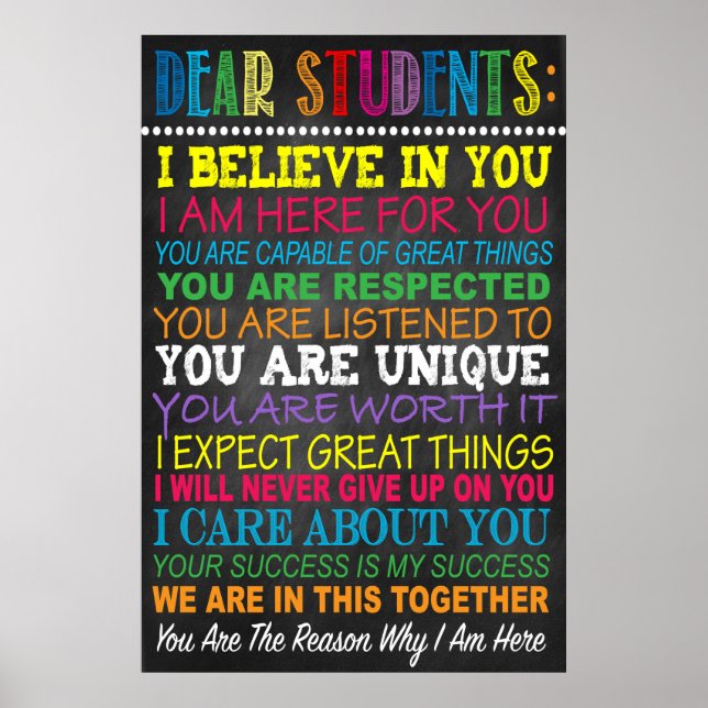 Chers élèves Enseignant en classe Poster (Devant)