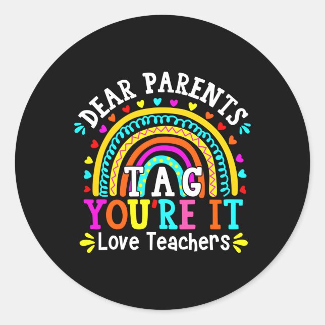 Chers Parents Étiquette Vous Êtes Ça L'Amour Ensei (Devant)