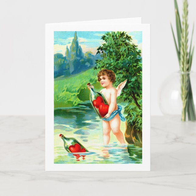 Cherub and hearts holiday card (Front)