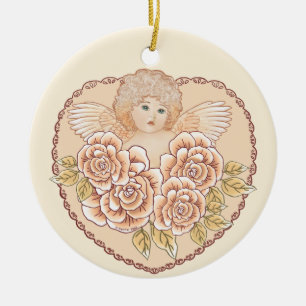 Cherub Angel Heart custom ornament 