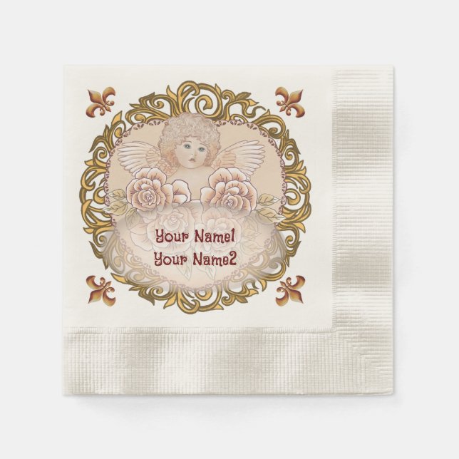 Cherub Angel Heart Napkin (Front)