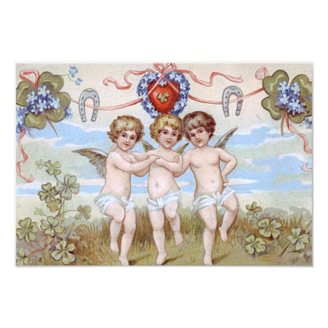 Cherub Angel Horseshoe Shamrock Photo Print (Front)