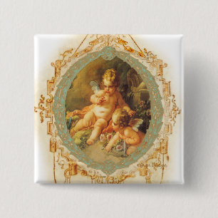 Cherub Angel Vintage French Design 2 Inch Square Button
