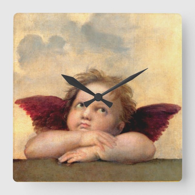 Cherub by Raphael Square Wall Clock (Front)
