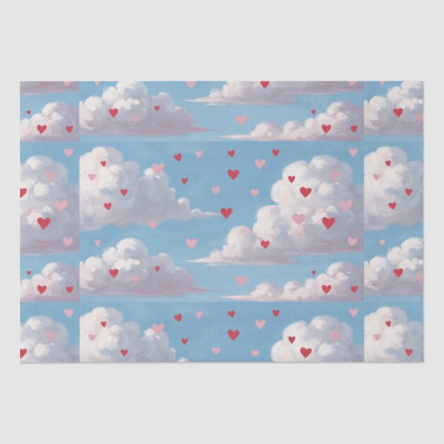 Cherub & cupids love aftermath. Hearts in the sky Tissue Paper (Front)