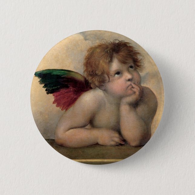 Cherub from Sistine Madonna by Raphael 2 Inch Round Button (Front)